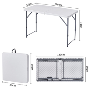 Wholesale White Portable Outdoor <strong>Foldable</strong> Chair <strong>Table</strong> Picnic Camping Rectangular Plastic Portable Folding <strong>Tables</strong> - Product Image 1