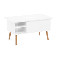 Table basse en bois pour salon DU'S avec compartiment caché et étagère de rangement à ouverture latérale Table d'appoint