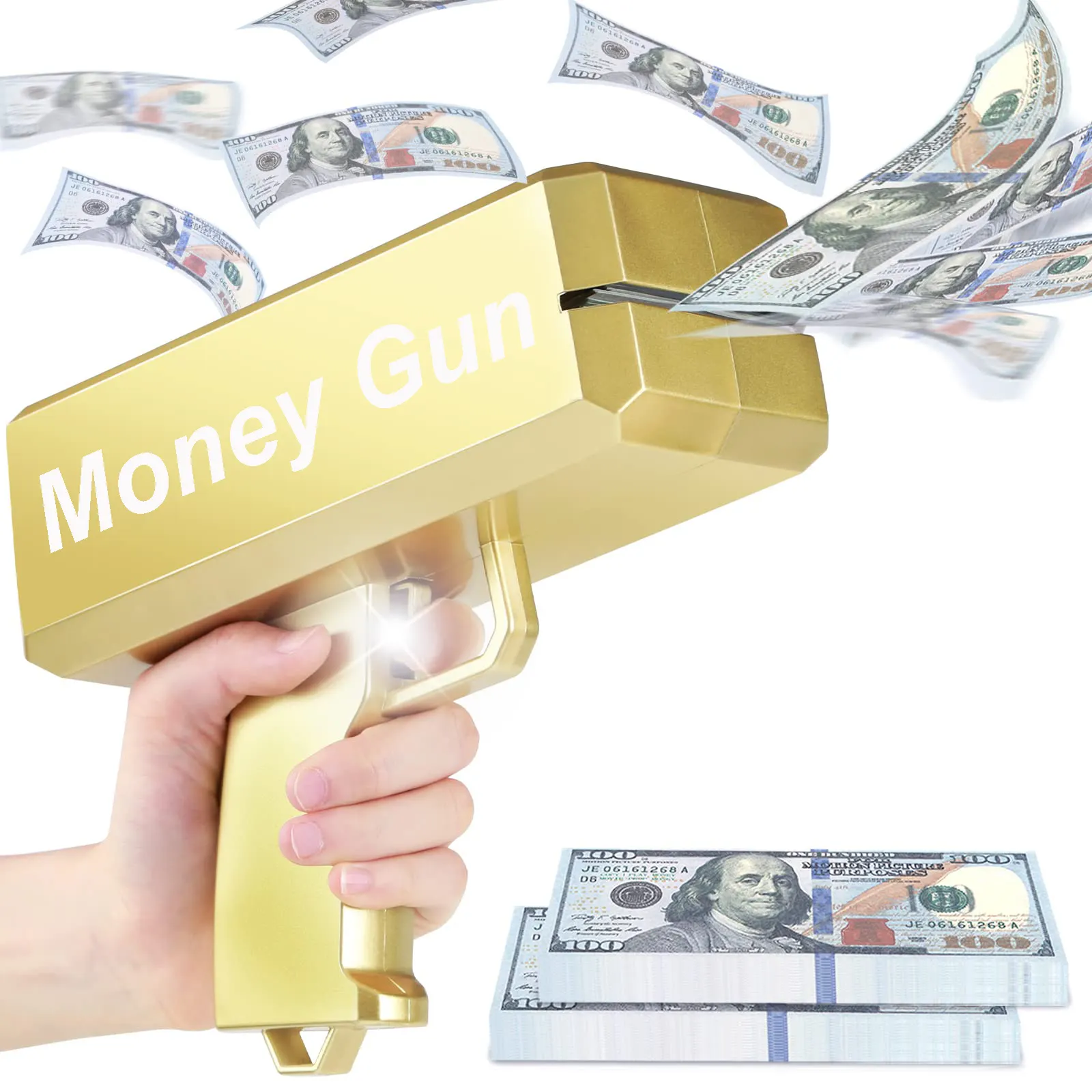 Money Gun Make Cash Money Rain Super Plastic Gun Shot Spray Real Golden Silver Confetti Popper Money Toy Gun Party