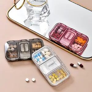 Organizador de pastillero de Medicina de plástico de corte multifuncional grande portátil de 5 colores con cortador para tableta de viaje Div