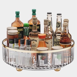 Étagère de rangement rotative à 360 degrés, organisateur de comptoir de cuisine transparent, porte-épices, support de bureau en plastique à un seul niveau - Product Image 5