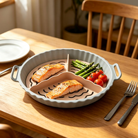Tapis de cuisson en silicone personnalisé avec logo pour friteuse à air, réutilisable, 3 compartiments, résistant à la chaleur, sans danger pour les aliments
