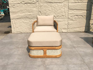 モダンチークガーデンソファセット屋外ソファオットマンコーヒーテーブルサイドテーブル - Product Image 6