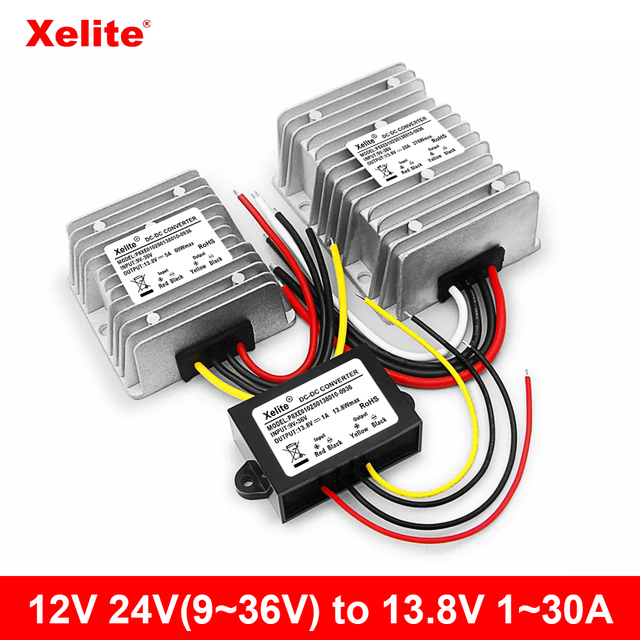 Voltage Converter DC 9V-36V 24V to 13.8V Automatic Buck Boost Step Down up Reducer Waterproof Module Transformer for Golf Cart
