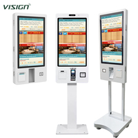 VISIGN Restaurant Commande Self Checkout Machine 18.5 22 24 pouces compteur écran tactile kiosque de commande de bureau pour le paiement