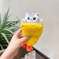 Pendentif Chat Requin, Chat Frit aux Crevettes et Chat Fleur de Cerisier, en Peluche Douce de Polyester, Poupée Mignonne 20cm, Unisexe 14+, Breloque d'Accessoire de Sac