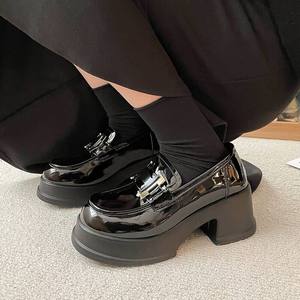 Mocasines de Mujer 2023, Nuevos de Primavera, con Suela Gruesa, de Una Sola Capa, de Piel Sintética, con Segunda Capa de Piel de Cerdo, Negros, Talla Pequeña - Product Image 4