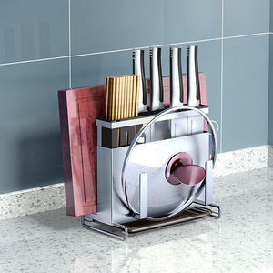 <b>Kitchen</b> <b>Storage</b> <b>Rack</b> Knife Holder Cutting Board Stand Multi Functional Wall Mounted Stainless Steel Countertop Organizer - Product Image 2