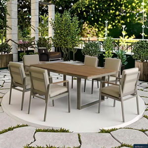 Modern Outdoor <strong>Dining</strong> Set Solid Wood <strong>Teak</strong> <strong>Table</strong> Top Aluminum Chair for Courtyard Hotels Poolside Patio Furniture Garden Use - Product Image 5
