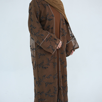 Abaya EID 2026, vêtements islamiques pour femmes, tissu en dentelle et maille, broderie florale, abaya de luxe pour femmes, robe musulmane, abaya modeste, ensemble 2 pièces