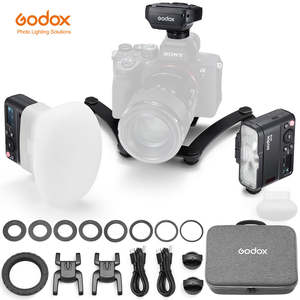 Godox Système de flash dentaire MF12-DK1 à double tête 2.4G Wireless TTL Speedlite pour appareil photo ZV-E10 Sony A6400 <span class=keywords><strong>A7M4</strong></span> <span class=keywords><strong>A7R5</strong></span> - Product Image 1