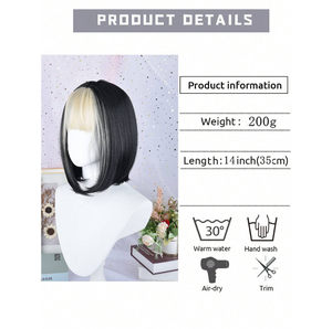 Peluca Anxin, flequillo de platino, pelo <span class=keywords><strong>corto</strong></span> teñido, simulación femenina, talla única, conjunto de pelo <span class=keywords><strong>corto</strong></span> y liso - Product Image 2