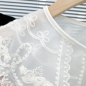 Colletto Finto Staccabile in Pizzo Bianco Ricamato per Bambini, Motivo Floreale, Ecologico, 100% Poliestere, Stile Vintage Peter Pan - Product Image 3