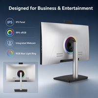 Ordinateur tout-en-un 27 pouces FHD avec écran IPS, PC de bureau monobloc avec rétroéclairage RVB et webcam pour le bureau professionnel