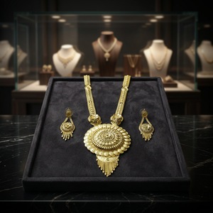 Vente en gros de bijoux traditionnels plaqués or micro 14K, 18K, 24K, design floral, bijoux de mode, ensemble de bijoux longs en micro-or. - Product Image 3