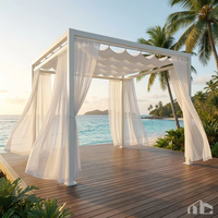 Pérgola Bioclimática Económica de Aluminio con Recubrimiento en Polvo, Techo Transpirable Ajustable e Impermeable, Puertas de Vidrio para Patios, Jardines y Cafés