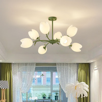 Lustre crème de style français pour salon, entrée, chambre à coucher, éclairage suspendu LED AC, motif fleur d'orchidée, ambiance chaleureuse et romantique