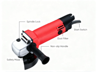 Meuleuse d'angle miniature industrielle portable 100 mm électrique 220 V avec interrupteur à gâchette pour la découpe et le polissage