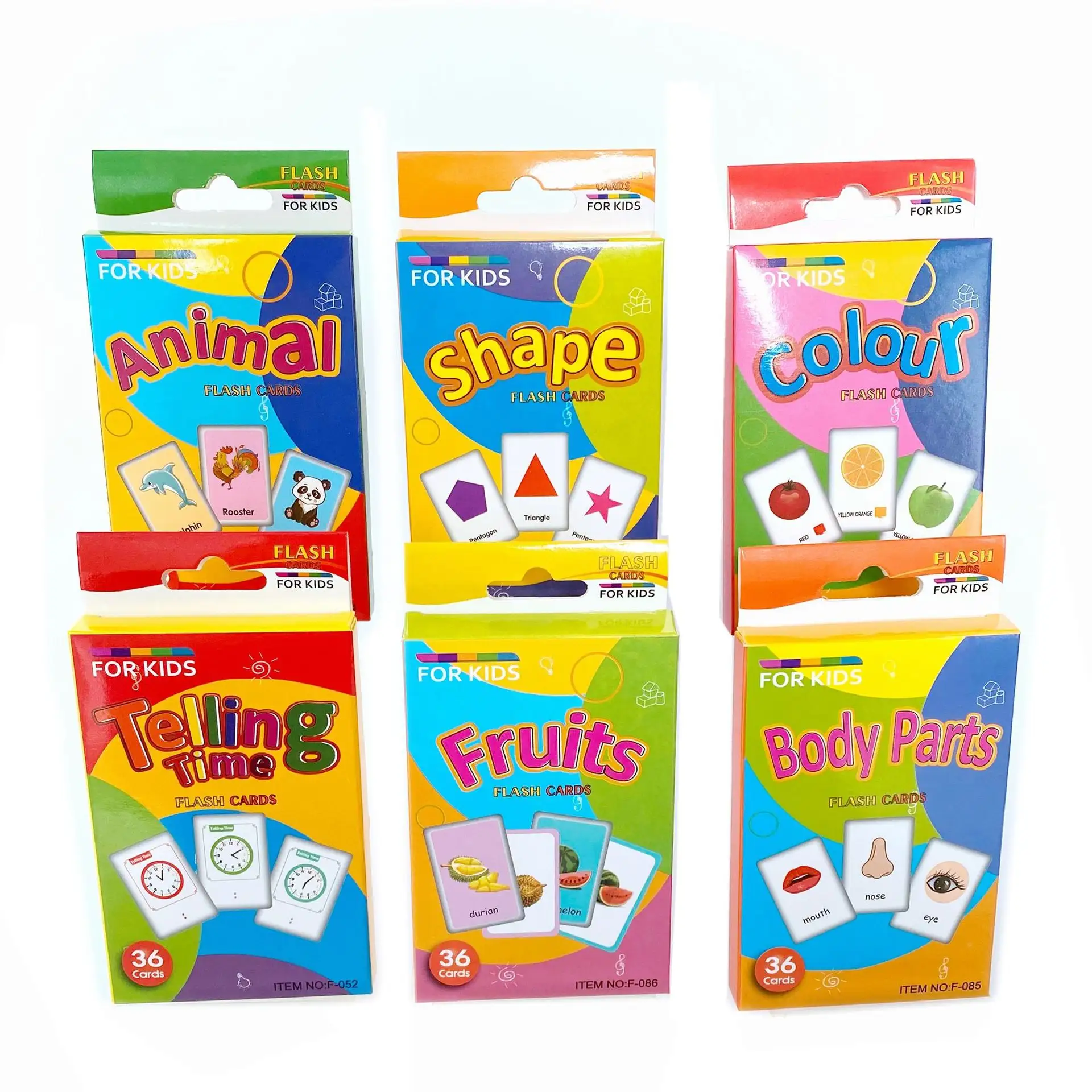 Sight Words Flash Cards OEM Custom Printing Telling Time Animal Colour Body Parts Fruits Shape Learning Cards for Kids Education