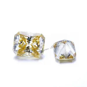 WuZhou High Quality Yellow Color Radiant Cut Moissanite For Jewelry setting