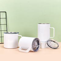 Mug isotherme en acier inoxydable blanc de 12 oz, 14 oz, 16 oz, avec poignée, pour sublimation