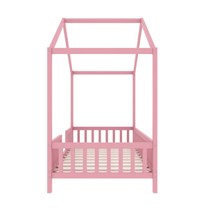 <span class=keywords><strong>Lit</strong></span> double pour tout-petits en forme de maison, <span class=keywords><strong>lit</strong></span> Montessori rose au sol avec baldaquin, adapté pour la chambre d'enfant, la crèche et la salle de jeux - Product Image 3