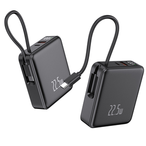 แบตสำรองพกพา 10000mAh ชาร์จเร็ว พร้อมสายชาร์จในตัว 22.5W PD หน้าจอ LED และที่วางโทรศัพท์ ช่องเสียบ Type-C/USB-A สำหรับ iPhone - Product Image 4