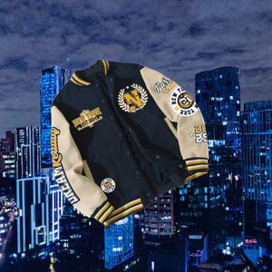 Factory Wholesale Vintage Street Style <b>Heated</b> Baseball Jacket Men Women Autumn Custom DTF DTG Front Logo Varsity <b>Coat</b> - Product Image 3