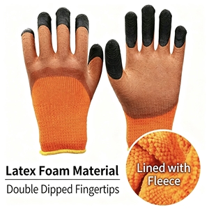 <span class=keywords><strong>Guanti</strong></span> da lavoro in maglia con polsino in pile ispessito, rivestiti in nitrile e impregnati in gomma, resistenti all'usura e al congelamento per celle frigorifere - Product Image 3