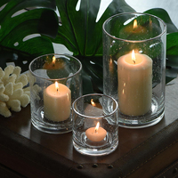 Ensemble de 3 bougeoirs en verre, vases Hurricane, centres de table cylindriques transparents à bulles pour bougies piliers, votives et fleurs