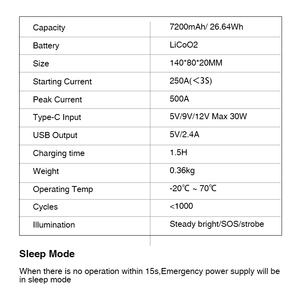 Jump Booster JP99C 12V Emergencia al aire libre 7200mAh Batería Booster Jump <span class=keywords><strong>Starter</strong></span> y Car Jump <span class=keywords><strong>Starter</strong></span> Power Bank Certificados CE - Product Image 4