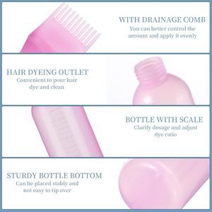 Bouteille applicatrice moderne en plastique pour coloration et permanente avec peigne et brosse pour salon de coiffure, idéale pour shampoing, lotion, huile et colorant. - Product Image 2