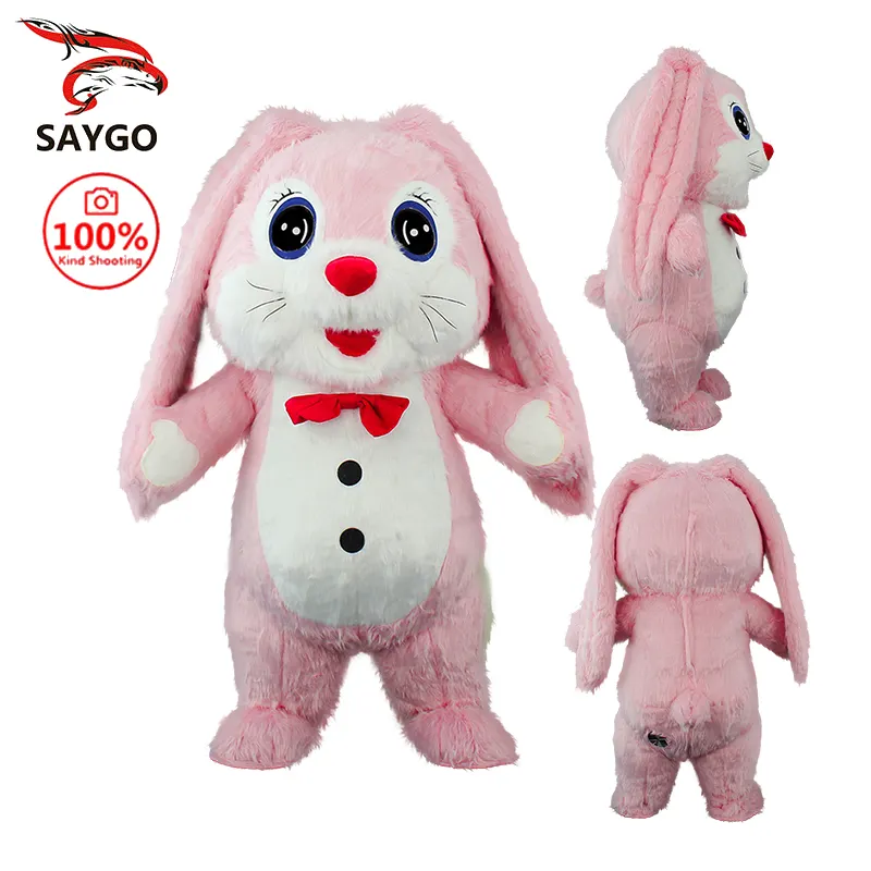 Saygo en çok satan peluş CE 2M/2.6M şişme tavşan karikatür karakter Bunny maskot kostüm Cosplay yetişkin için Suit