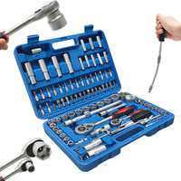 Kit de herramientas manuales de acero al cromo vanadio, 94 Uds., llave de tubo de trinquete métrica, reparaciones mecánicas automotrices, juego de herramientas duraderas