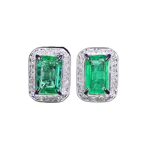 SGARIT Luxurious Party Women Jewelry Green Gemstone <strong>Earring</strong> 18k <strong>Gold</strong> 1.05ct Natural <strong>Emerald</strong> Stud <strong>Earring</strong> - Product Image 1