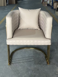 Luxury Beige Vertical Stitch Salon Guest <b>Chair</b> Gold Frame Matching Adjustable Technician <b>Chair</b> For Nail Salon Manicure Spa - Product Image 2