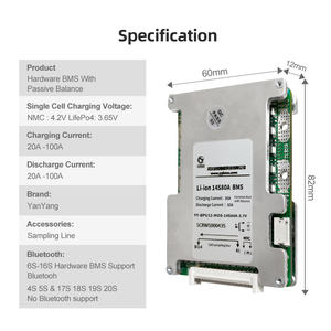 Placa <span class=keywords><strong>PCB</strong></span> BMS Solar de Iones de Litio de 48V 14S 80A para Sistema de Gestión de Baterías de Iones de Litio Cilíndricas 14S3P - Product Image 2