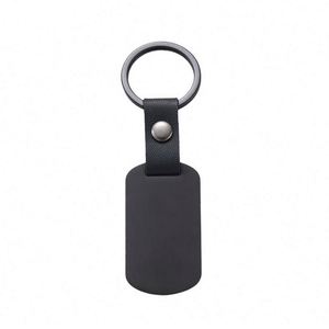 Metal <b>Key</b> Chain Blank Custom Logo Text PU Leather Laser Engrave UV Printing DIY Rectangular Stainless Steel Charm Blank <b>Key</b> <b>Ring</b> - Product Image 3