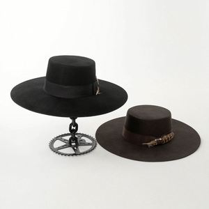 Fashion Retro British 100% Wool Flat <b>Top</b> Fedora Hat Brimmed Webbing <b>Feather</b> Decoration Winter Fedora Hats - Product Image 1