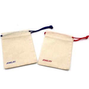 Sac à bijoux en toile de coton avec cordon de serrage, imprimé avec un logo personnalisé, prix d'usine, respectueux de l'environnement, petit sac cadeau en toile pour bijoux - Product Image 6