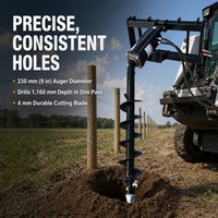 Tarière hydraulique pour mini-chargeuse avec transmission à engrenages planétaires, pour le creusement de trous de poteaux et la plantation d'arbres