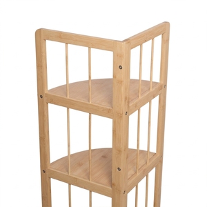 Factory Wholesale Home Decorative Rack Free Standing 3 Tier Kitchen Accessories Bathroom Bamboo <strong>Bath</strong> Corner Storage <strong>Shelf</strong> - Product Image 4