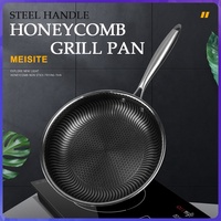 Wajan Penggorengan 28cm Baja Tahan Karat Anti Lengket, Panci Panggang, Peralatan Masak, Panci Telur, Panci Steak