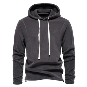 Nouveau sweat à capuche en molleton uni pour homme, coupe ample, manches longues, tendance, tout-aller, teinture unie, thermique, automne et hiver - Product Image 1