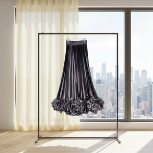 Nuova <span class=keywords><strong>Gonna</strong></span> <span class=keywords><strong>Lunga</strong></span> a Vita Alta con Elastico, Linea ad A, con Rose Tridimensionali, Pieghe e Bordo Arricciato, Stile Elegante - Product Image 6