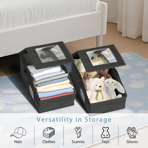 Boîte de rangement à fermeture éclair grande capacité pour casquettes, casquettes de baseball, chapeaux de golf, organisateurs anti-poussière pour jouets, vêtements, boîte de rangement avec couvercle - Product Image 2