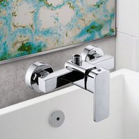 Robinet de douche de baignoire à poignée unique, chromé, design carré moderne
