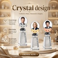 Nouveau design de trophées en métal doré, argenté et bronze avec fleurs en cristal