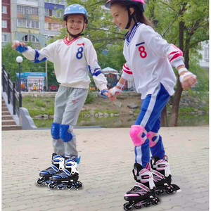 स्पष्ट थोक फैशन 4 व्हील एडजस्टेबल रोलर स्केट्स फ्लैशिंग व्हील्स सिंगल रो रोलर स्केट्स - Product Image 2