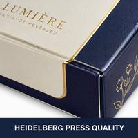 Boîte Cadeau Rigide de Luxe Personnalisée avec Estampage à Chaud Doré et Vernis Sélectif UV, Emballage Cosmétique Bicolore pour Marques de Soins de la Peau, Vente en Gros Direct Usine